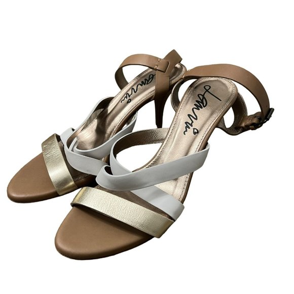 Lanvin White Gold Strappy Leather Sandal Heels Size 7.5 - Picture 2 of 8